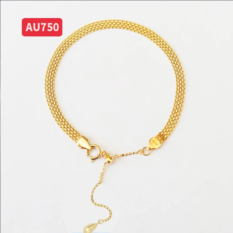 

Real 18K gold bracelet colored gold Au750 gold bracelet tank chain hand decorated with thick lady wrist chain