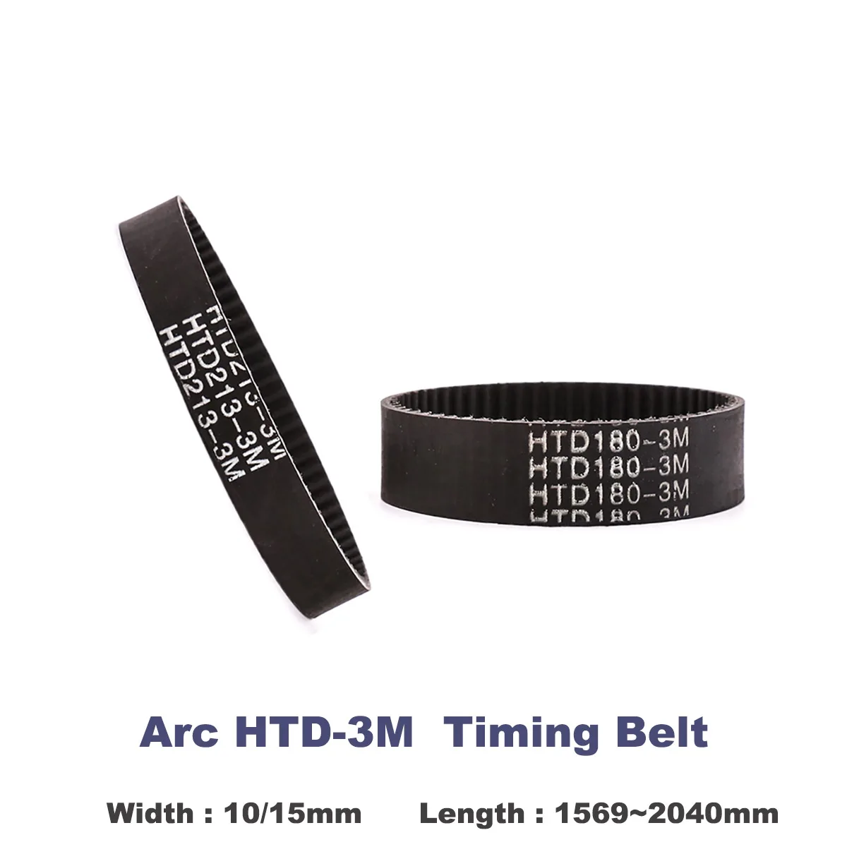 Arc HTD-3M Timing Belt Black Rubber HTD3M Synchronous Pulle Length 1569/1611/1638/1677/1800/1863/1980/2040mm Width 10mm 15mm