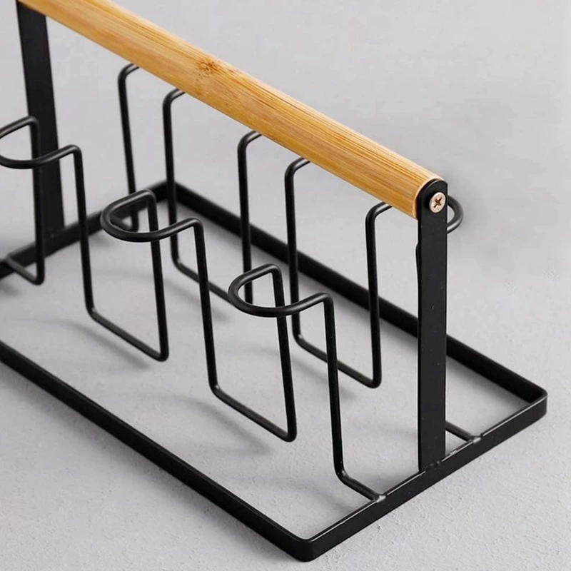 Promotion! 2 Packs Mug Organizer Kitchen Cup Drying Rack With Wood Handle,Cup Drying Rack Stand Beer Glasses Rack