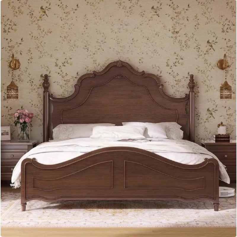 

Simple and beautiful American solid wood bed Modern simple 1.5 meters 1.8 meters Double bed Retro French bed Light luxury master