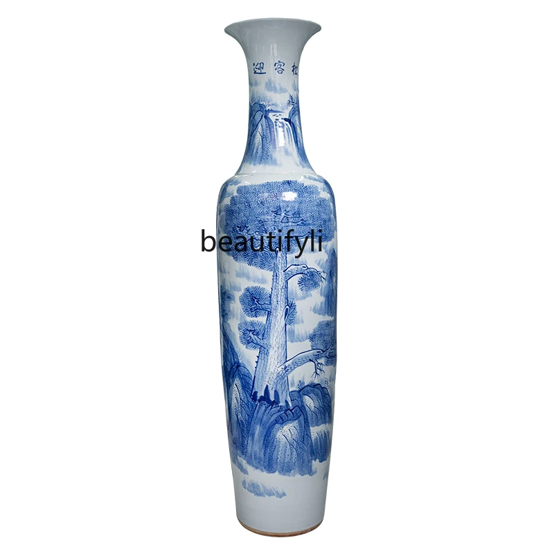 Welcome Pine Ceramic Floor Large Vase Living Room and Hotel Hall Company Relocation and Opening Gift Decoration