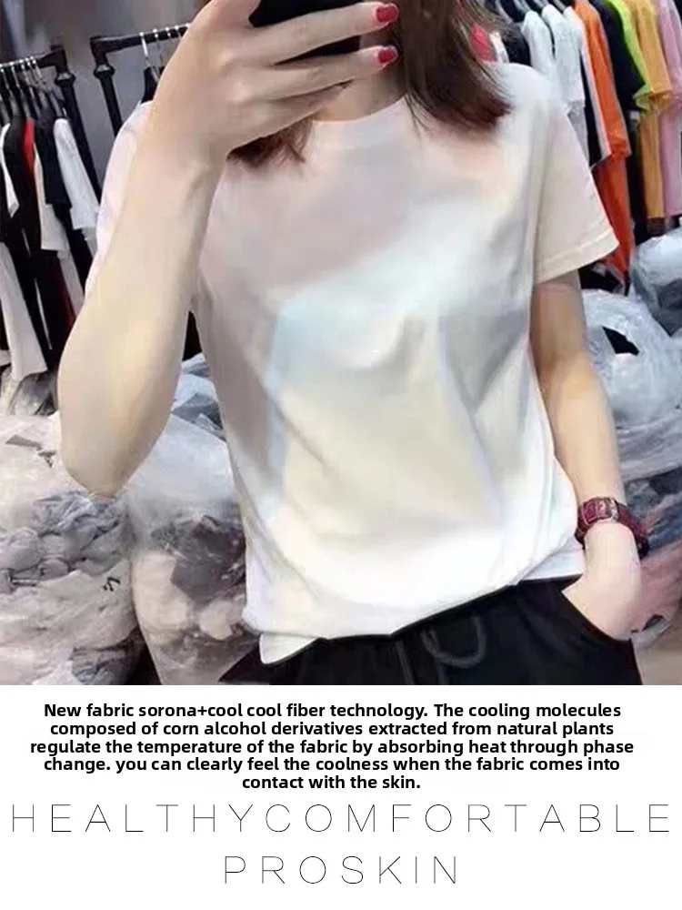 

Faionable Slim Fit Women's T-irt f Sve Diamond Embellied ort Length Cotton Blend Spring Summer Casual Wear