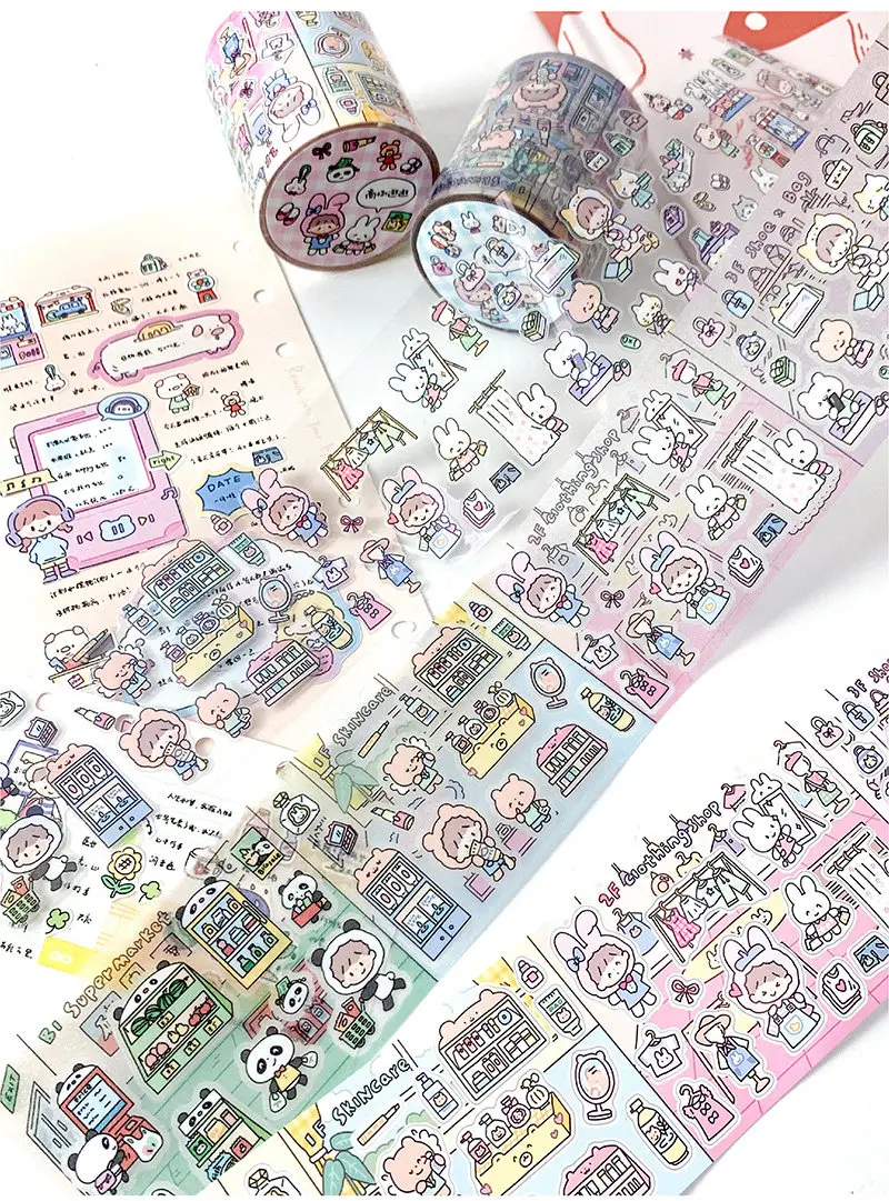 ZZOTON [Childhood Holiday Shopping Mall Shopping Die-cutting Tape] Sticker Roll Cute Element Graffiti