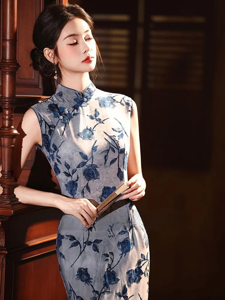 ele-young-sle-svel-qipao-dr-beautiful-vintage-reformed-midi-skirt-for-women-summer-faionable-floral-print