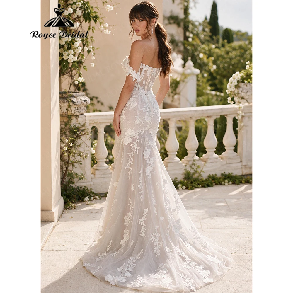 Roycebridal Sweetheart Boho Mermaid Wedding Dresses 2027 Applique Off The Shoulder Beach Bridal Gown Customized vestido de novia