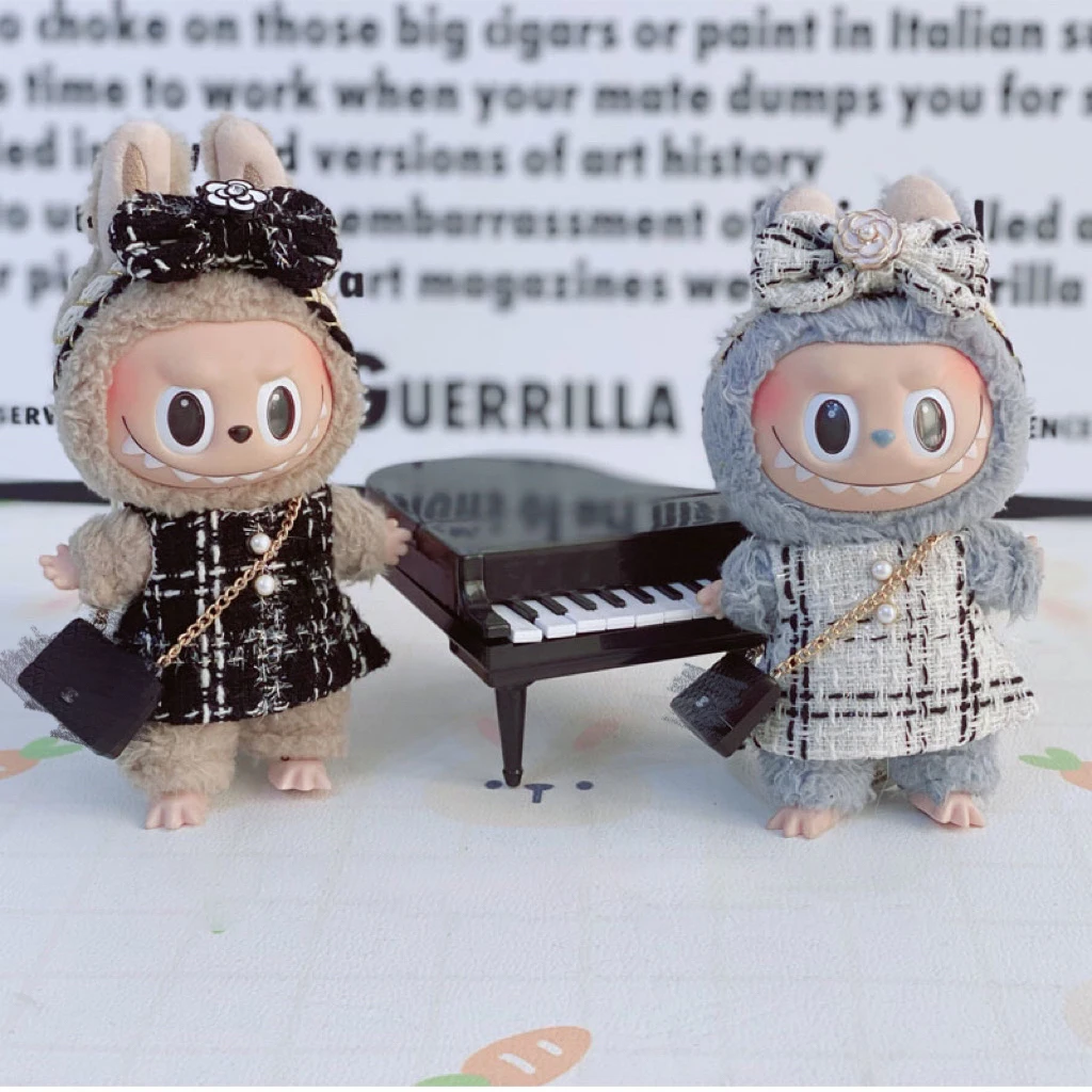 New 17cm Labubu Doll Clothes Advanced luxury design customization Heartbeat Macaron Labubu Doll Clothes Changing Light clothes