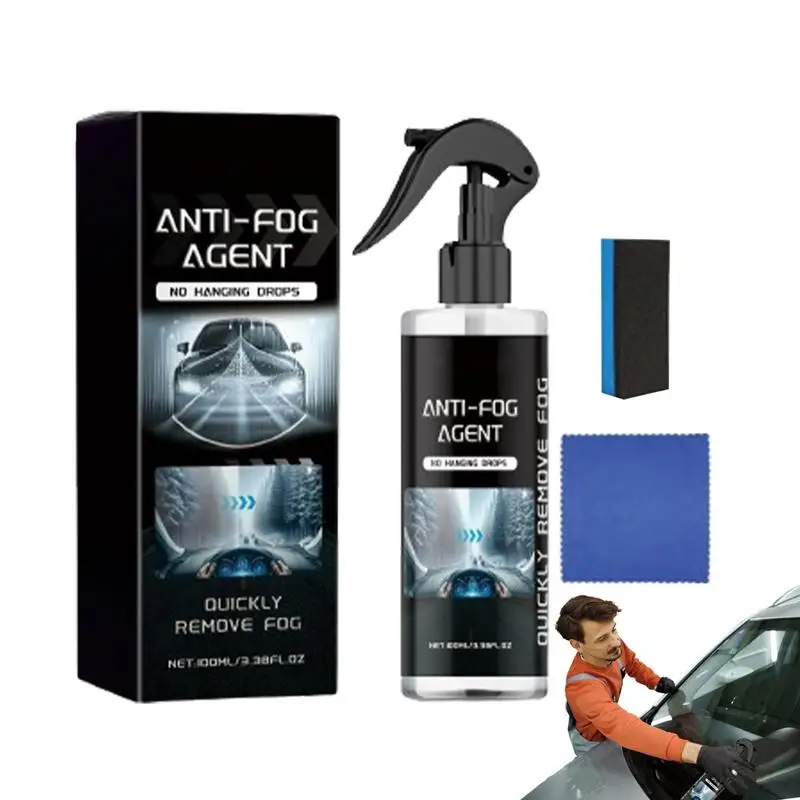 

Car Glass Anti-Fog Agent 100ml Car Glass Rainproof Agent With Towel And Sponge Glass Cleaner Spray Windshield Defogging Cleaner