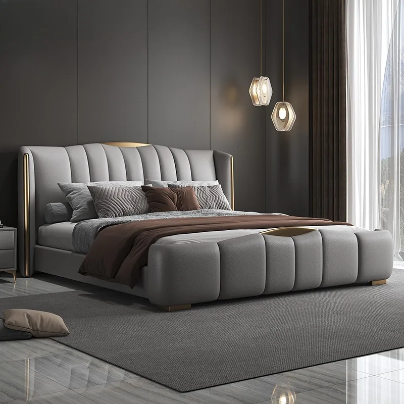 

Upholstered Minimalist Bed Frame Nordic Queen Size Fancy Bed Sleeping Luxury Muebles Para Dormitorio Bedroom Set Furniture