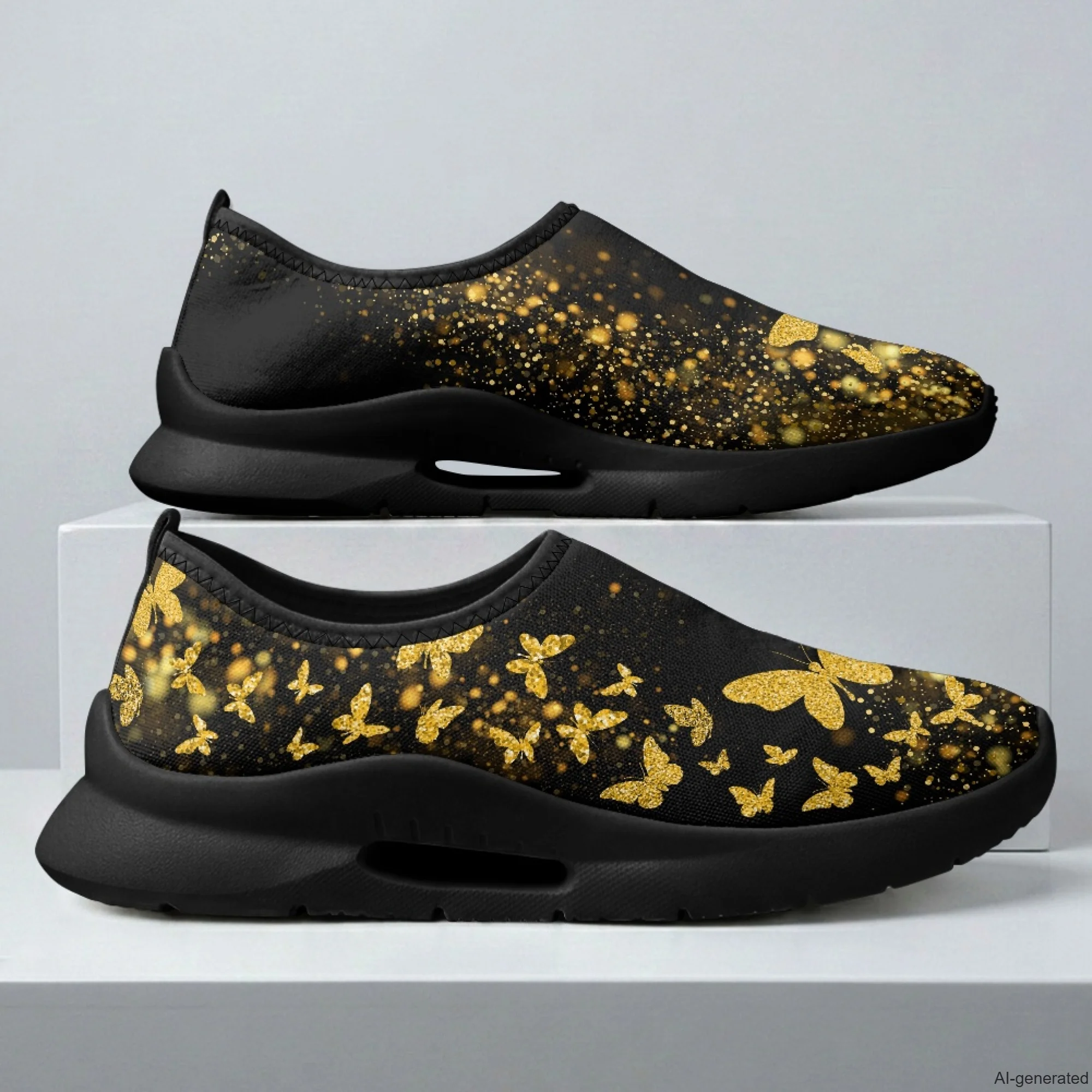 XIXIRIMIDO Mens Casual Shoes Slip On Walking Sneakers Women Gym Workout Shoes Butterfly Print Breathable Mesh Shoes 35-48