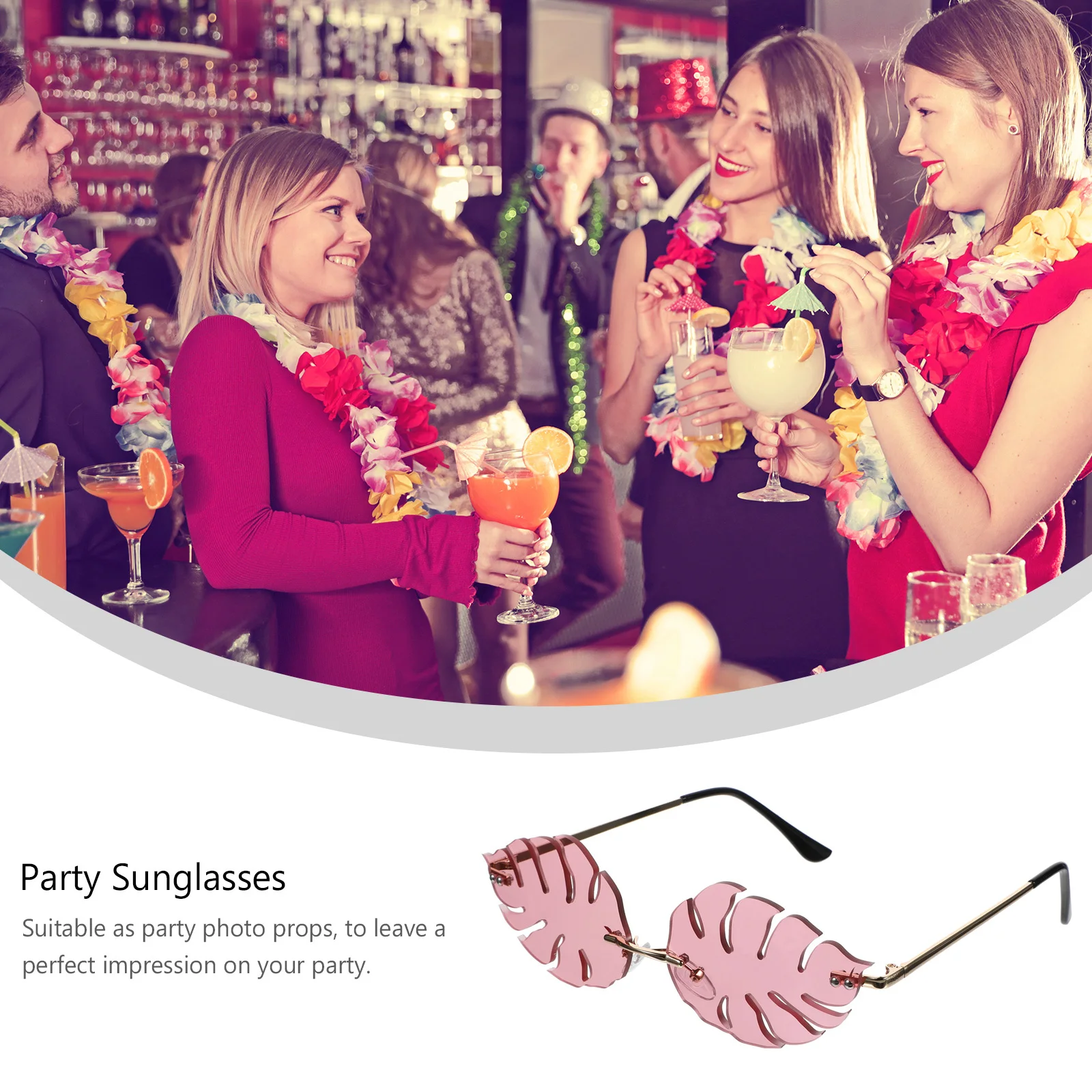 1 قطعة نظارات شمسية بدون إطار على شكل ورقة شجر وردي مضحك للحفلات صور دعامة نظارات عصرية لديكور الحفلات الإبداعية وكشك الصور