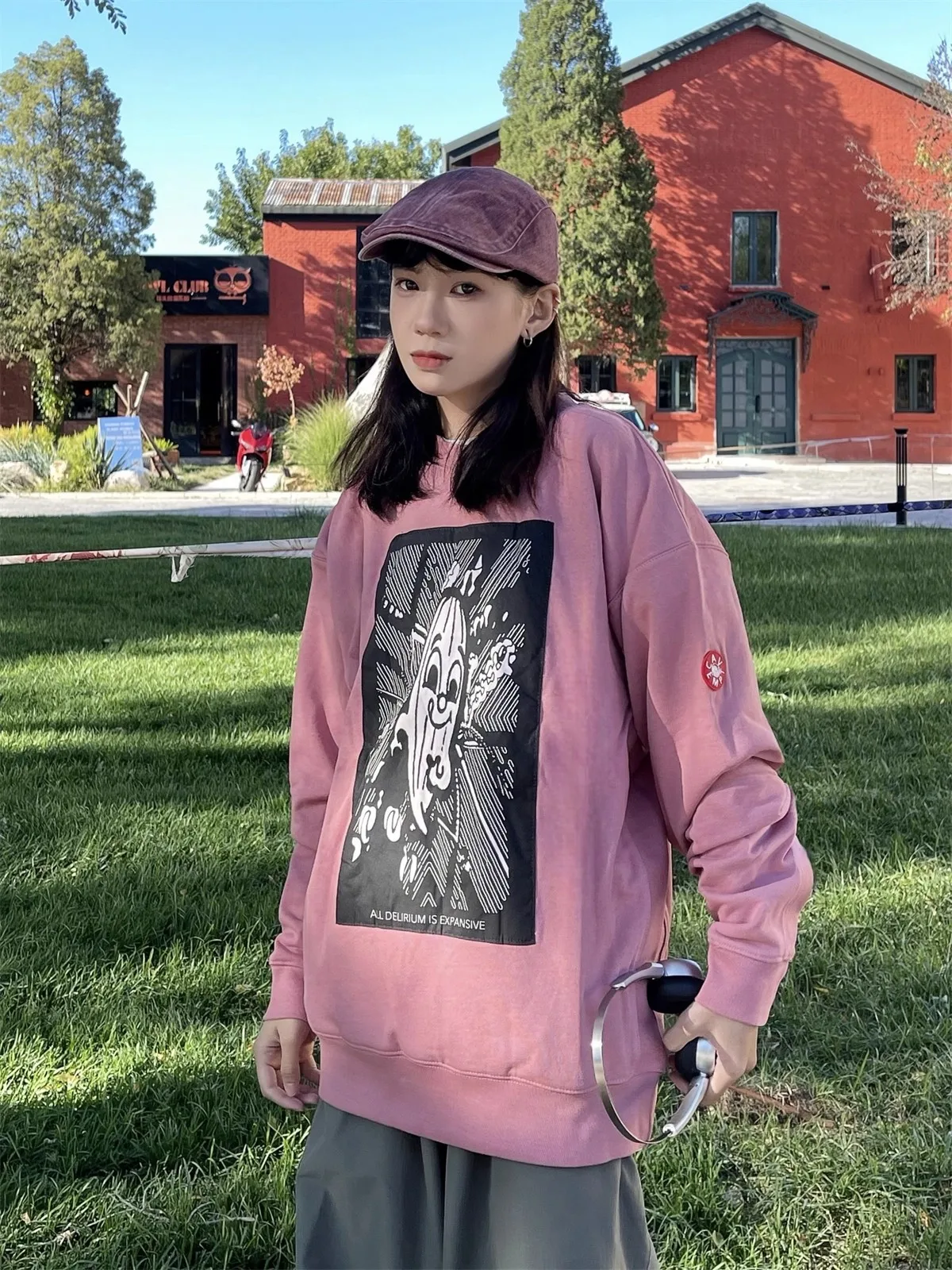 

2025 CAVEMPT Abstract Comic Strip Cover Pink CE Hoodie Cotton Couple Loose sweatshirts TX1399