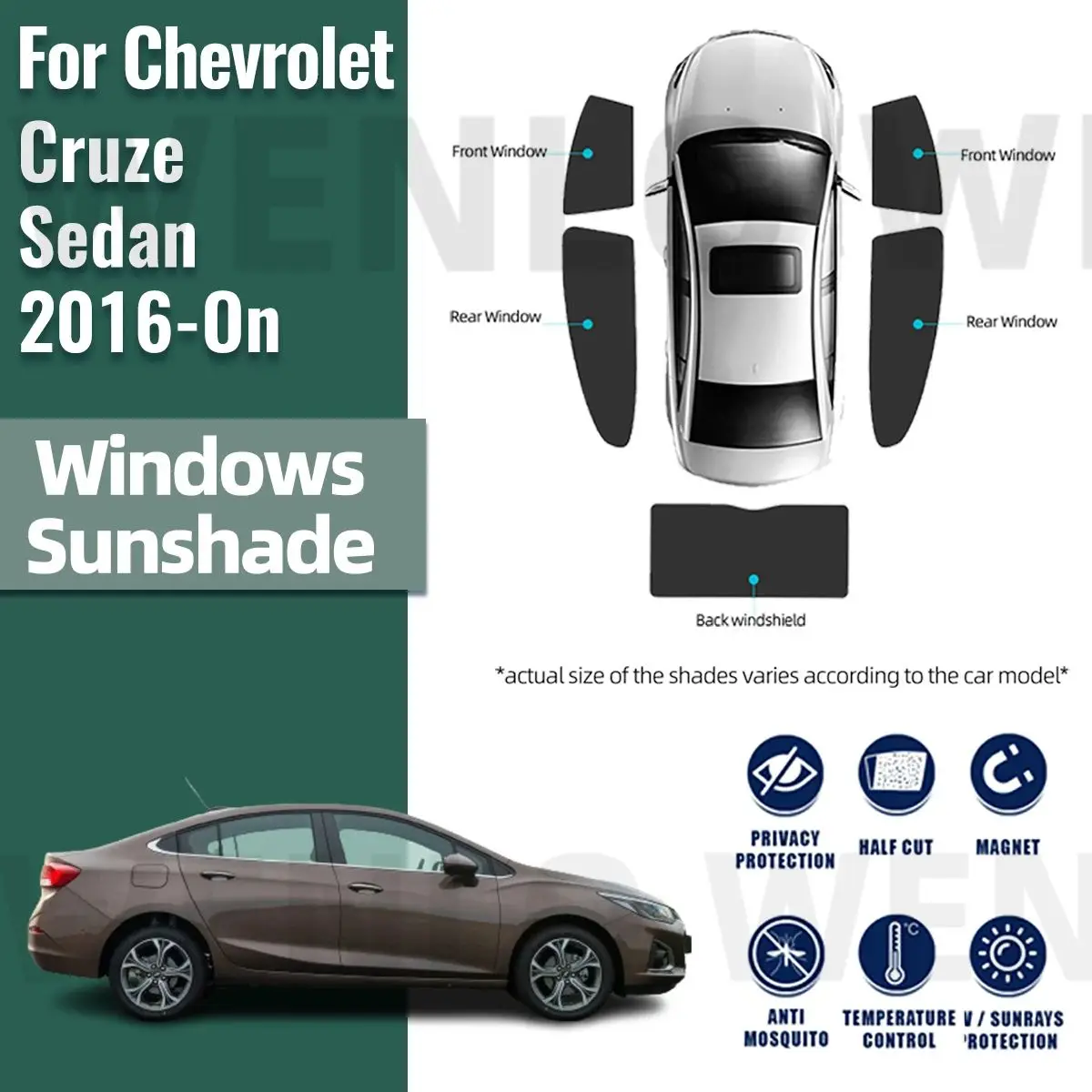 

For Chevrolet Holden Cruze Sedan J400 2016-2023 Car Window Sunshade Uv Protection Auto Curtain Sun Shade Visor Net Mesh