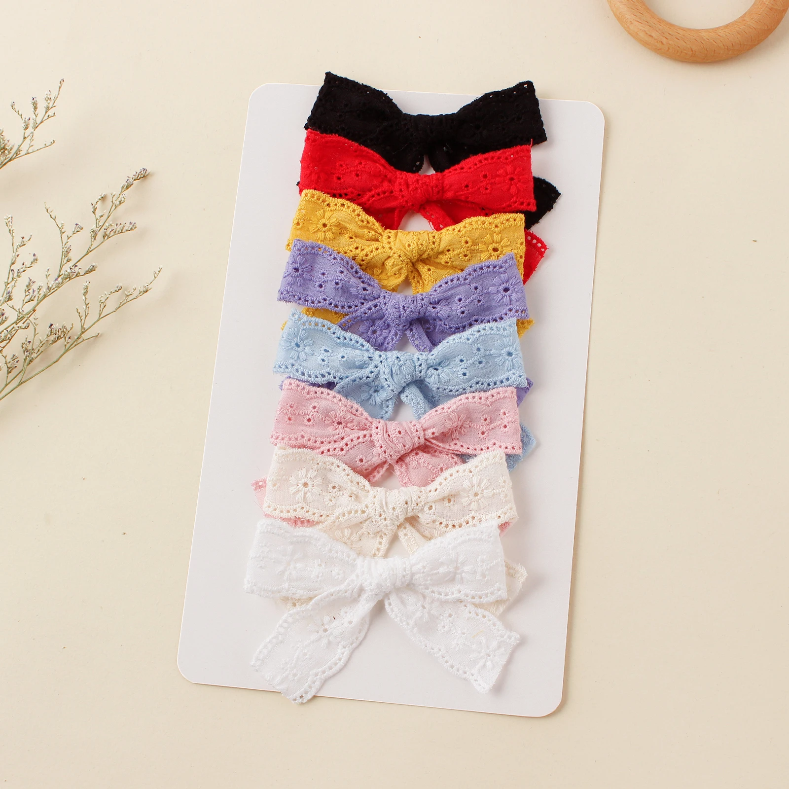 Wholesale 3.3" Lace Embroidered Hair Bow Hair Clips Girls Lace Embroidery Bow Nylon Headband Baby Lace Hairpins Kids 36pc/lot