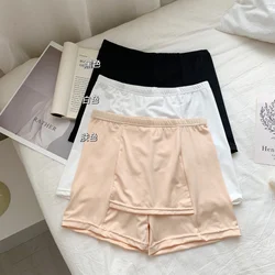 Ice Silk Safety BilayerShorts Sweet Loose Elastic Home Sleep Trendy Anti-glare Seamless Boxer Shorts Underwear Female Skinny