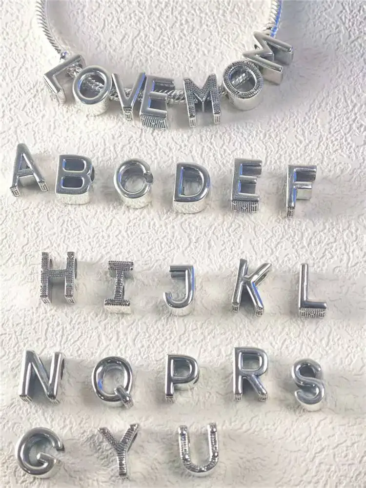 Classic Letter Alphabet A-Z Silver 925 Charm Beads Fit Original Charms Bracelet  Beads for women Jewelry Making Gifts