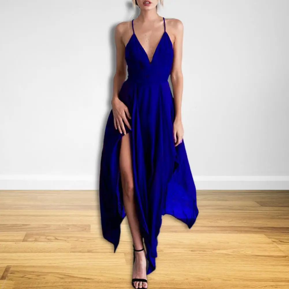 Prom Halter Backless Maxi Dress Women 2024 Summer Streetwear Sleeveless High Slit Holiday Sexy Party Club Long Dresses Wedding