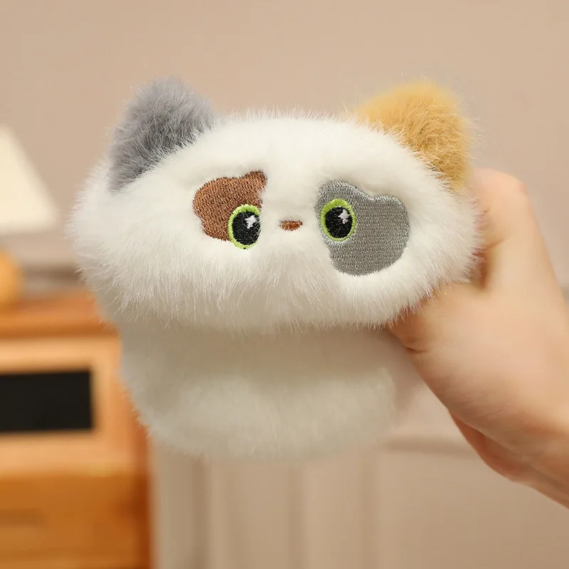 Kawaii Chubby Cat Keyring Pendant Simulation Calico Cat Orange Cat Plush Stuffed Toy Squeeze Fidget Bag Charms Decor Cute Gifts