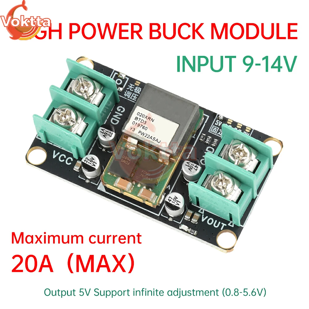 Módulo buck step-down DC-DC dc 9-14v 20a regulador de tensão conversor módulo de fonte de alimentação 5v/4.2v/3.3v/3v infinitamente ajustável