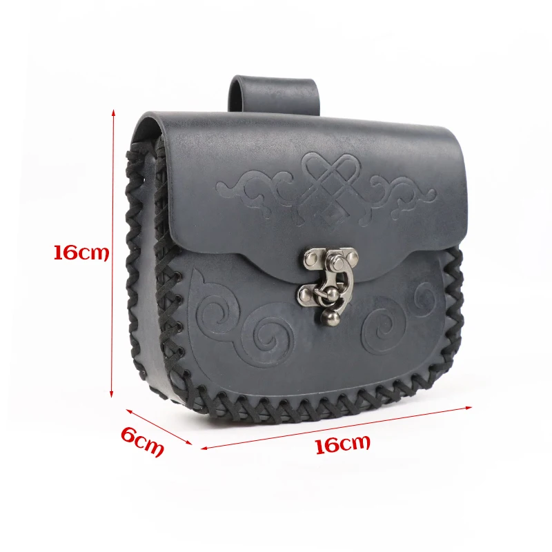 Unisex Pu Leather Medieval Retro Punk Money Pouch Bag Fanny Pack Belt Bag Knight Cosplay Costume Props Square Bag Coin Purse New