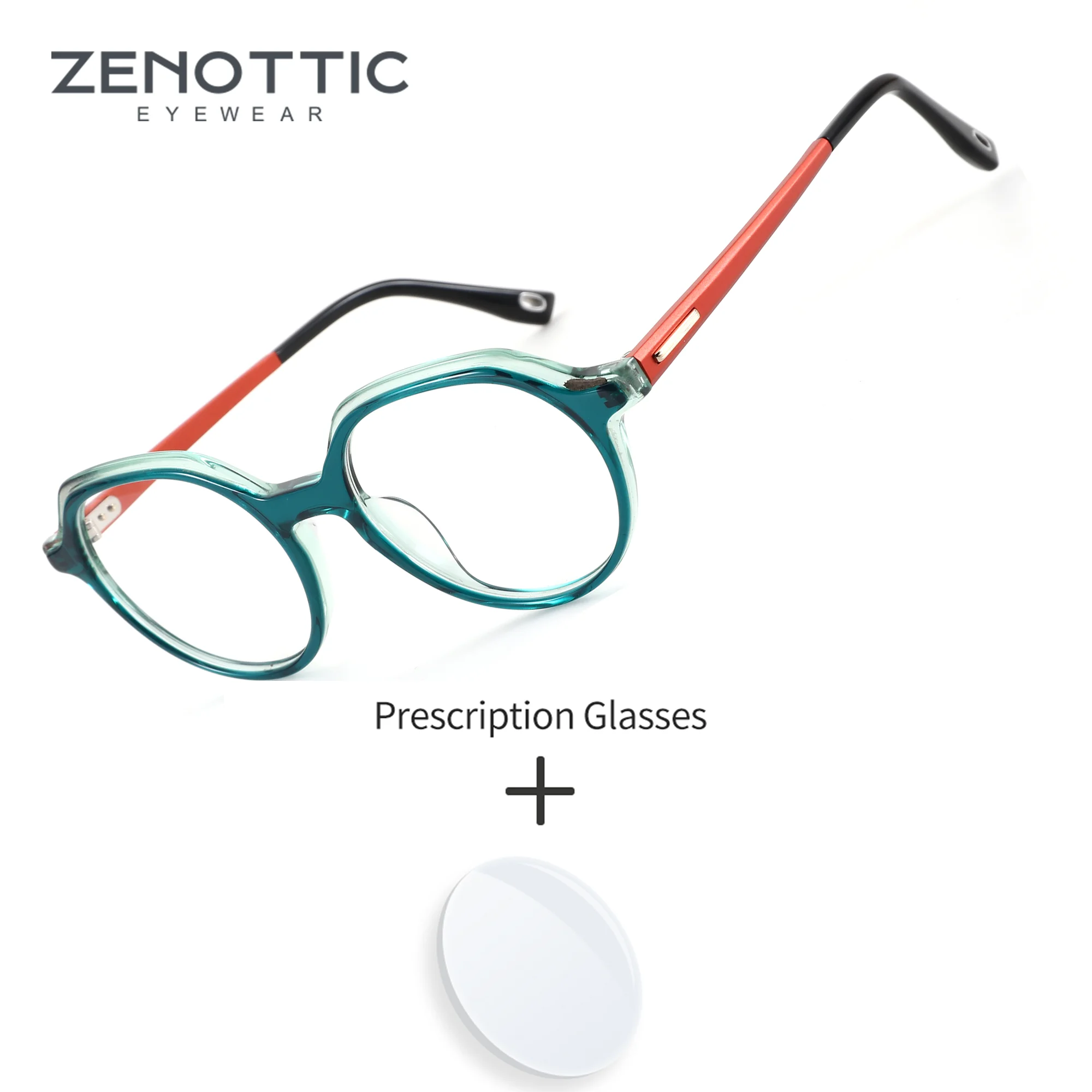 

ZENOTTIC Unisex S Size Lightweight Geometric Round Acetate with Blue Light Filter Lenses Prescription Glasses