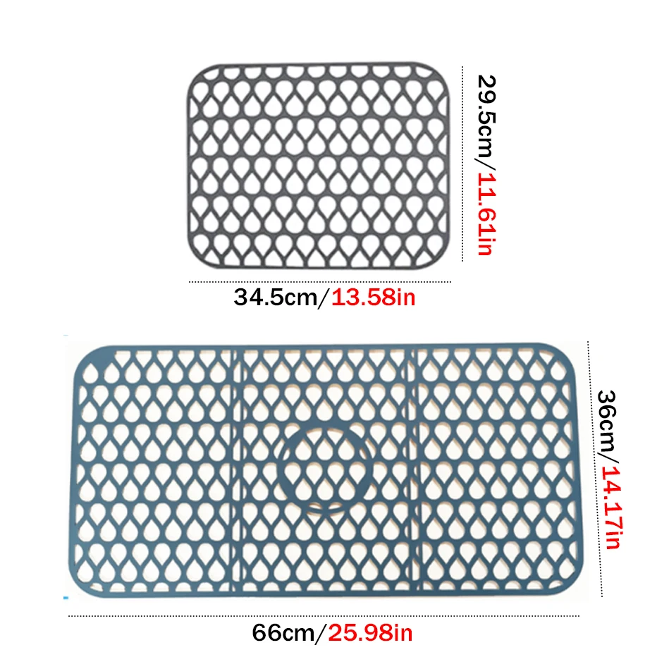 Kitchen Silicone Sink Protector Mat Foldable Non-Slip Sink Mat Quick Drying Dish Drain Pad Cutout Drain Sink Mat Kitchen Accesso