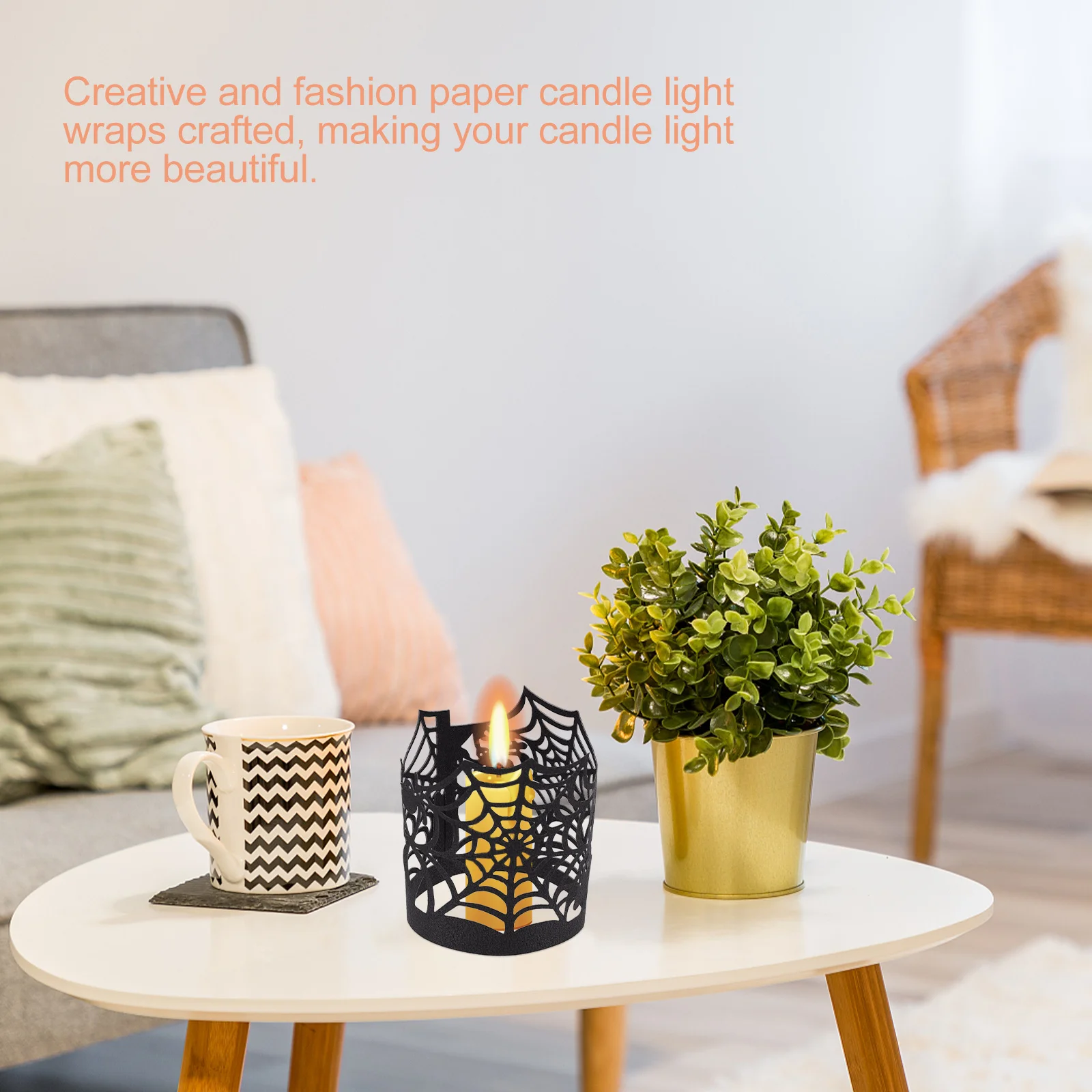 

50Pcs Laser Cut Lampshades Spiderweb Design Hollow Out Tea Light Covers Halloween Cupcake Wrappers Party Decorations