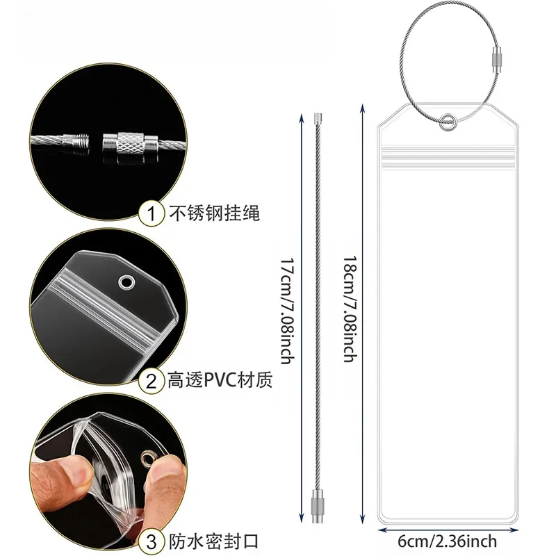 Прозрачная багажная бирка из ПВХ, мягкая пленка, рукав для карт, самозапечатывающийся водонепроницаемый багаж, проверенная в бирку для карт, бирки для подвешивания
