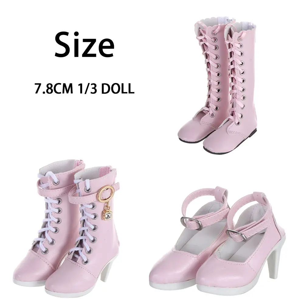 PU Leather 11 Styles 7.8CM Doll Wearing Differents Color 60cm Doll Boots Play House Accessories Fabric Shoes
