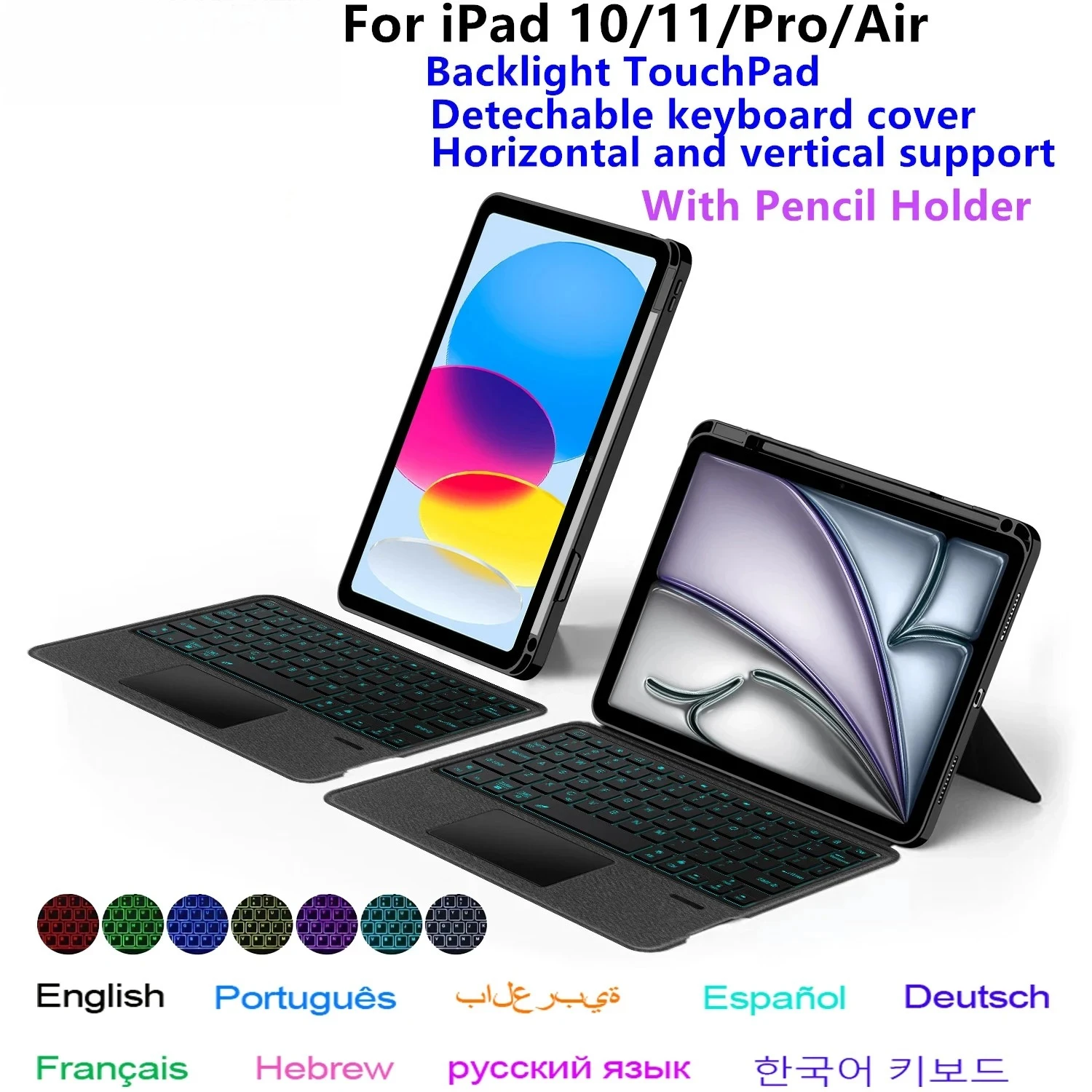 

For iPad Keyboard Case Funda for iPad A16 11th 10th Generation Pro 11 Air 11 M5 M4 Air5 4 10.9 iPad 10.2 7th 8th 9th Stand Cover