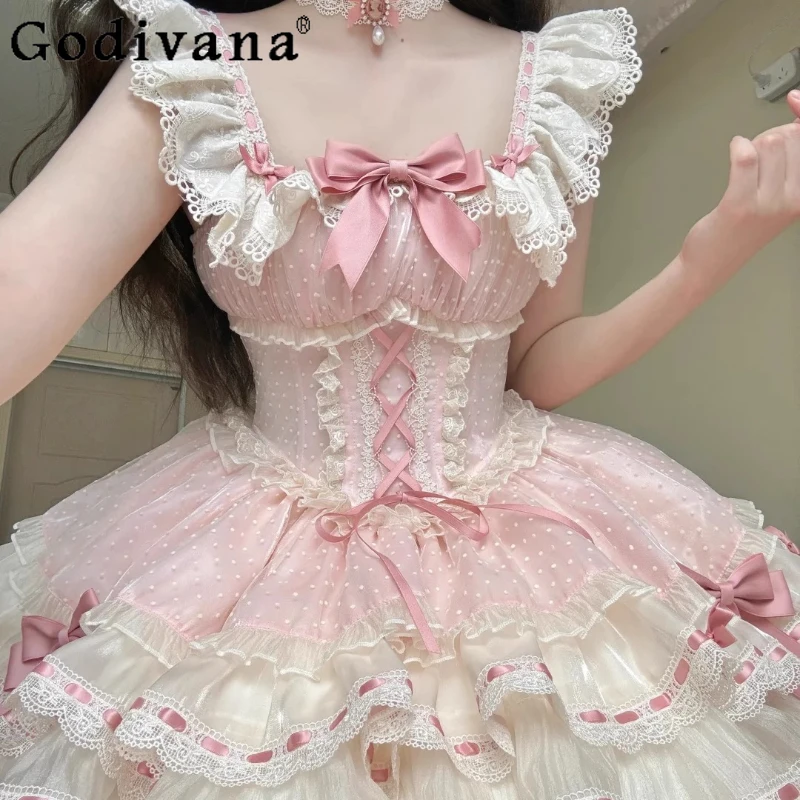 لوليتا الباليه نمط JSK فستان بحزام للنساء الجنية الأميرة فستان حفلة عيد ميلاد الإناث الكبار التخسيس فستان قصير الحلو #2