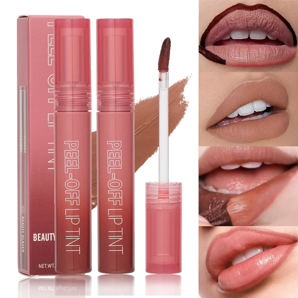 Pintalabios líquido despegable de 6 colores, resistente al agua, de larga duración, increíble brillo de labios, maquillaje Sexy para mujer, máscara de labios cosmética