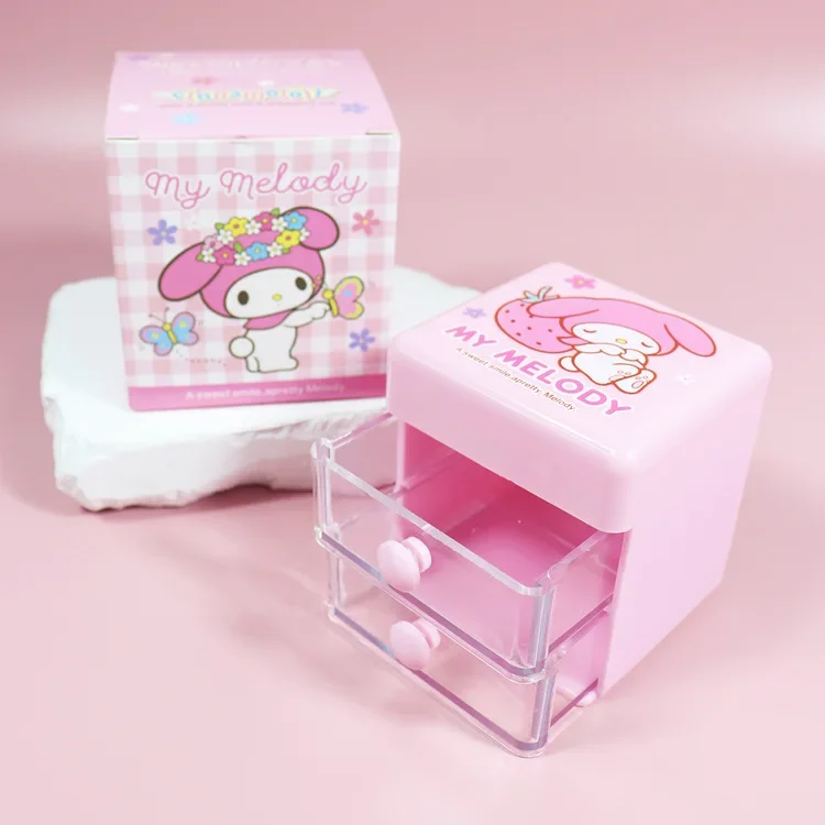 

Sanrio Kawaii Hello Kitty Student Desktop Pen Holder Kuromi Cinnamoroll Anime Cartoon Office Dormitory Drawer-type Organizer Box