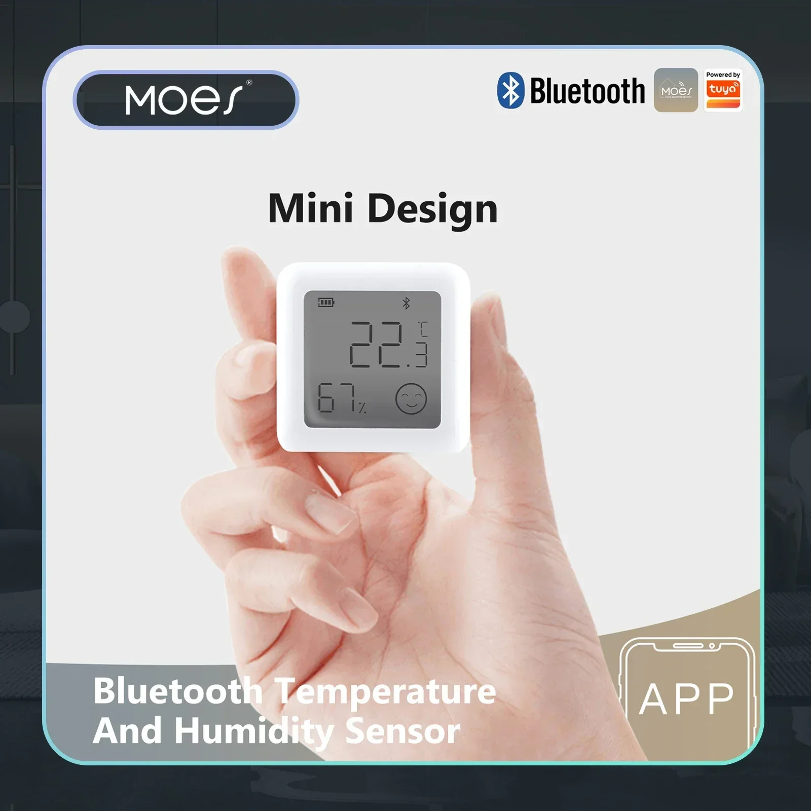 MOES Tuya Bluetooth Inteligente Sensor de Temperatura e Umidade LCD Higrômetro Interno Termomter APP Controle Remoto Controle de Voz Google