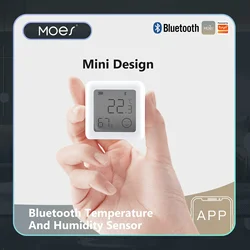 MOES Tuya-Sensor inteligente de temperatura y humedad con Bluetooth, higrómetro LCD para interiores, termómetro, aplicación remota, Control por voz, Google