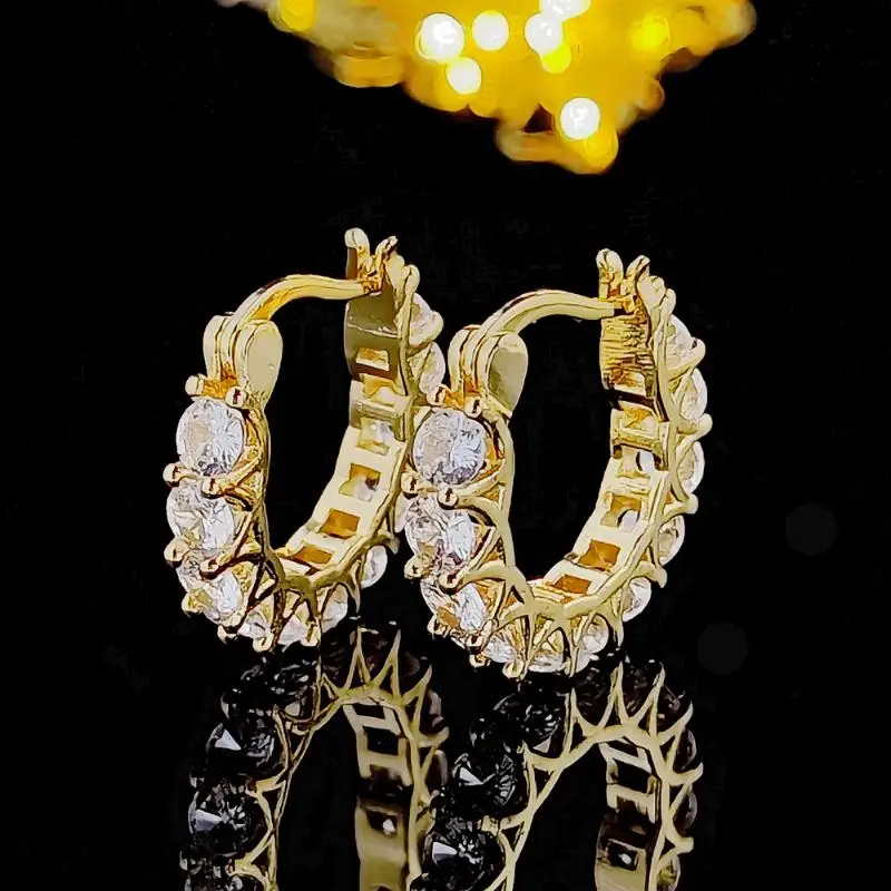 Mode Kreis Hohl Cubic Zirkonia Ohrringe Für Frauen Gold Silber Farbe Kupfer Metall Stud Ohrringe Party Alltag Schmuck