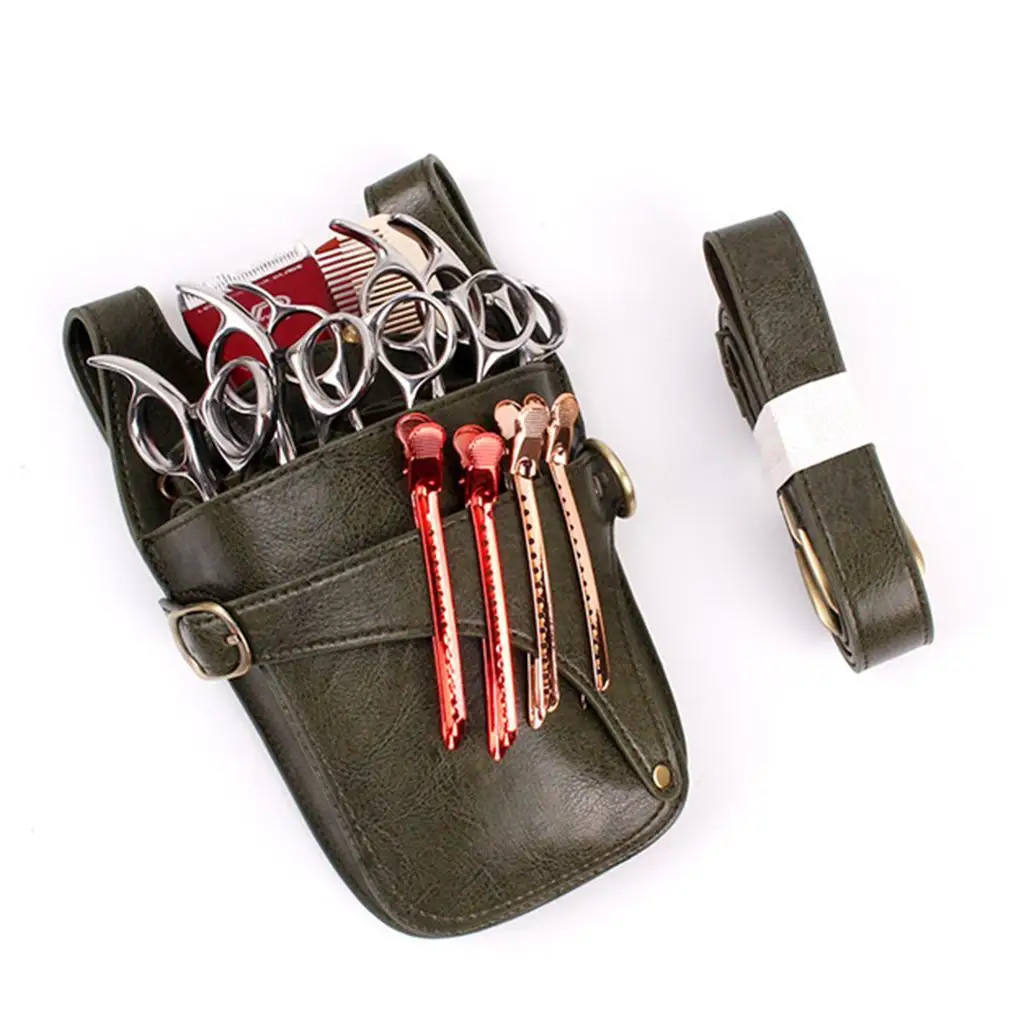 

Real Leather Scissor Bags Shears Holder Barber Hair Clips Clamps Waist Pouch