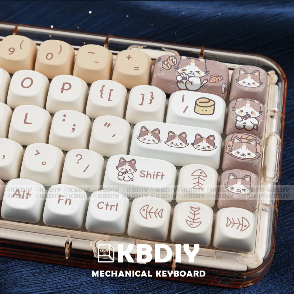 Imagem -04 - Kbdiy-cute Cat Tema Keycap Conjunto para Teclado Mac Desenhos Animados Pbt mx Switches para Gmk67 64 61 104 87 87 980 143 Teclas por Conjunto Perfil Moa