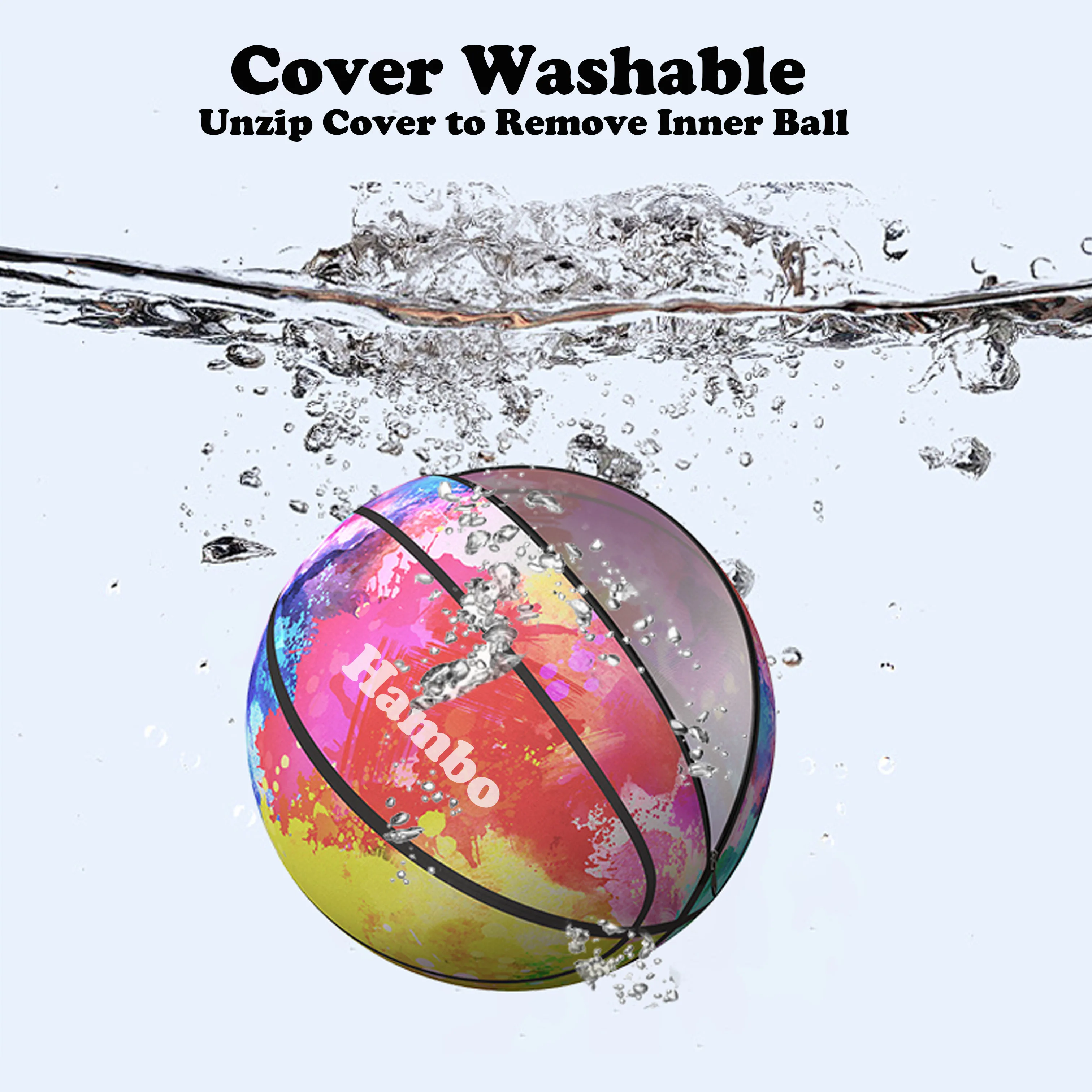 Silent Foam Basketball 4.0 with Washable Cover Size 7(29.5\'\') Airless Basketball Quietly Dribbling No Noise Anti Dust Beach Ball