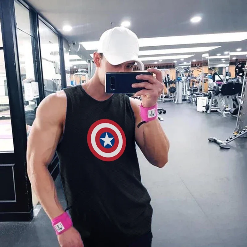 New Fitness Summer Workout Casual Mesh Tank Top Men Fashion Musculation Clothing Keep Fit Sleeveless Shirt Quick Dry Vest