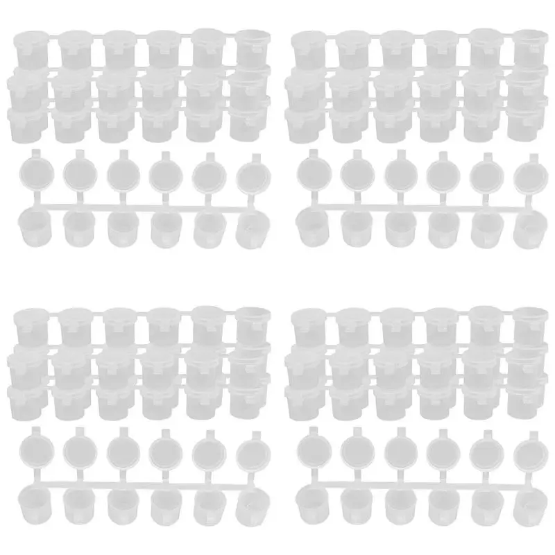 

ABSE-20 Strips 120 Pots Empty Paint Strips Paint Cup Pots, 10Ml/0.35Oz Mini Paint Pot Strips Clear Plastic Storage Containers
