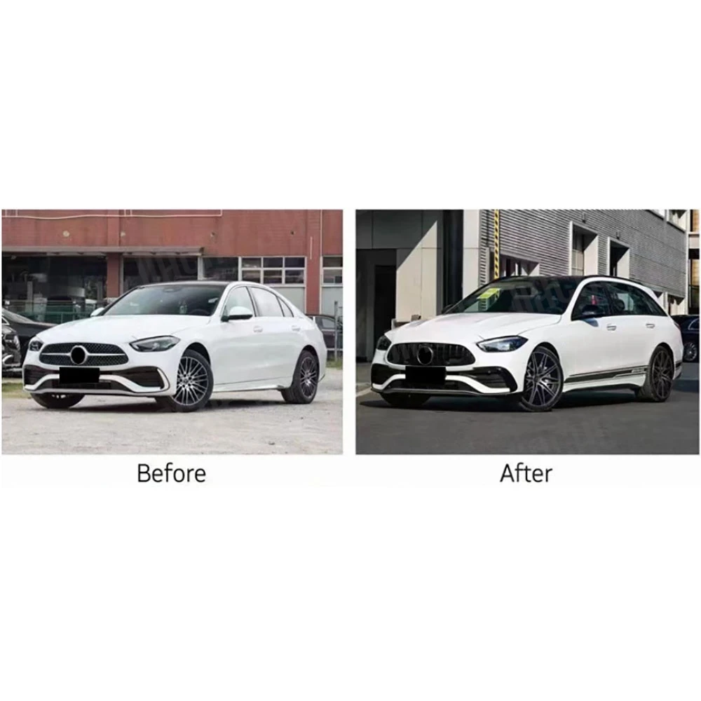 

ABS Gloss Black Front Bumper Lip Air Vent Fin Trims Canards For Mercedes Benz C Class W206 C43 AMG Sport 2023+ Car Styling
