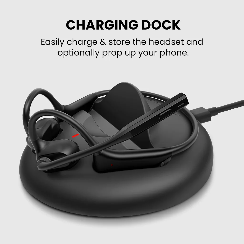 Lingo N21 - سماعة رأس لاسلكية مفتوحة الأذن مع ميكروفون ومرشح للضوضاء وقاعدة شحن، سماعات بلوتوث 5.3 للكمبيوتر الشخصي