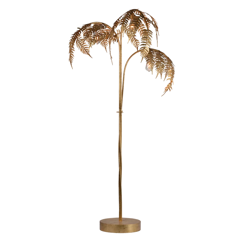 

F92 decorative column brass luxury palm tree gold floor lamp home living room
