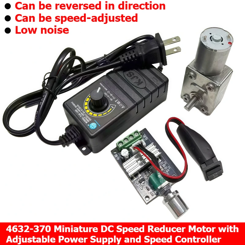 4632-370 DC speed reducer motor 12V/24V with adjustable power supply and speed controller