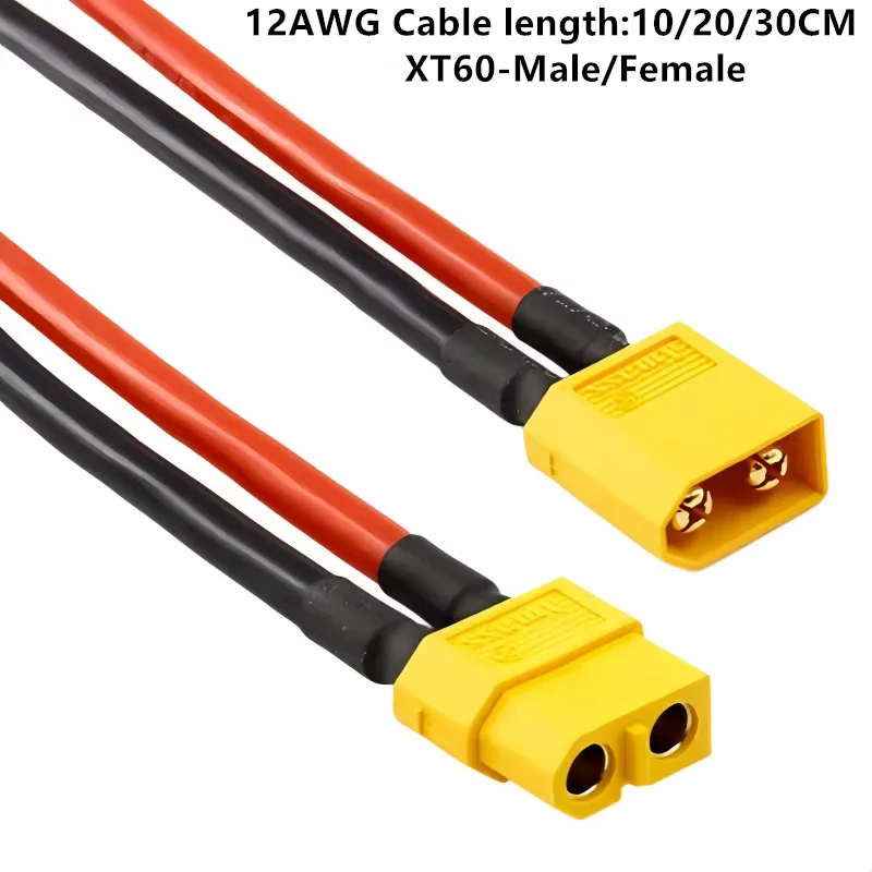 XT60 XT-60 Male/Female Bullet Connectors Cable Plugs With Silicon 12AWG Wire For RC Lipo Battery Quadcopter Multicopter
