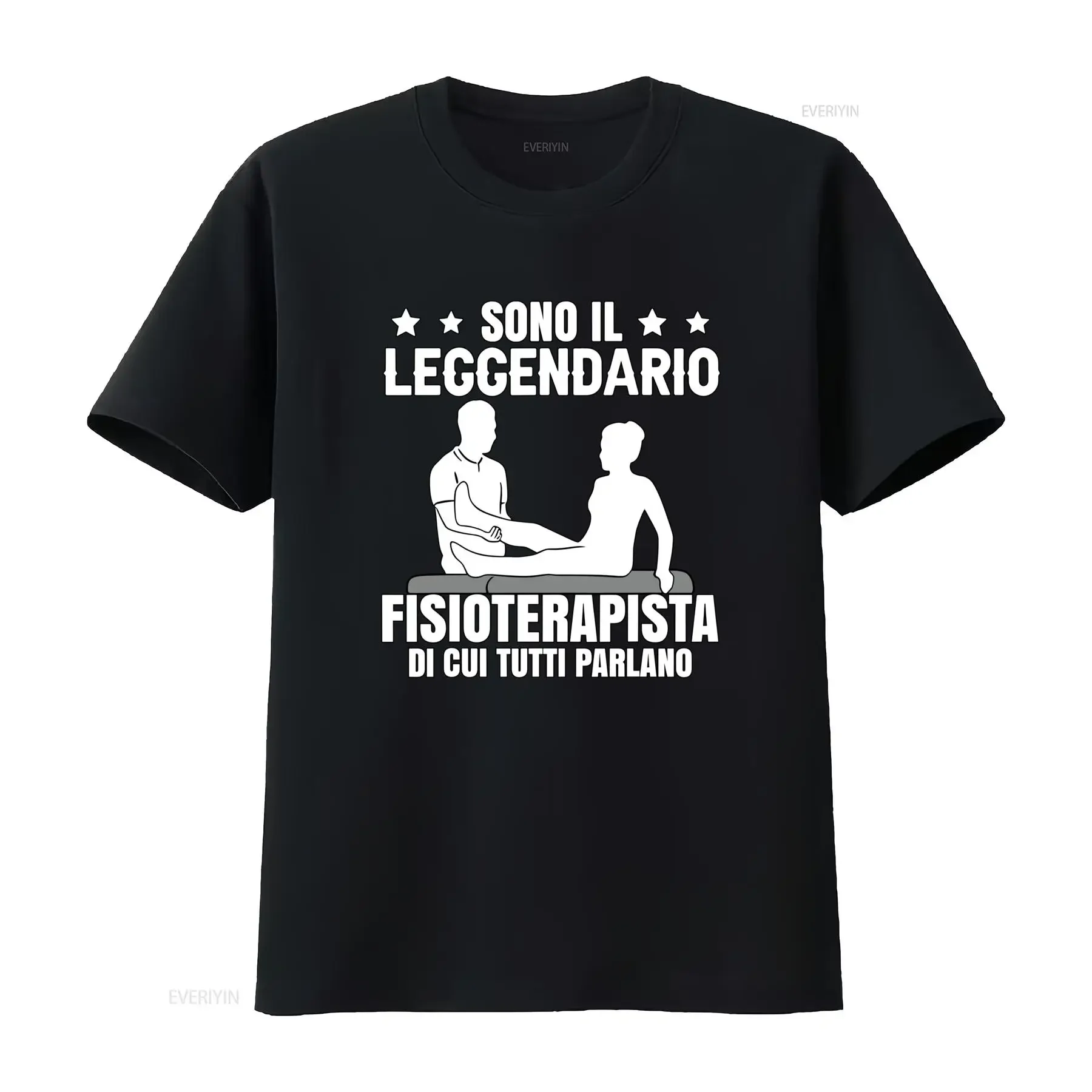 Lustiges T-Shirt für Physiotherapeuten, Herren, italienisches Wortspiel, Physio-Design mit schwarzem Text, weiße Vintage-Druckgrafik