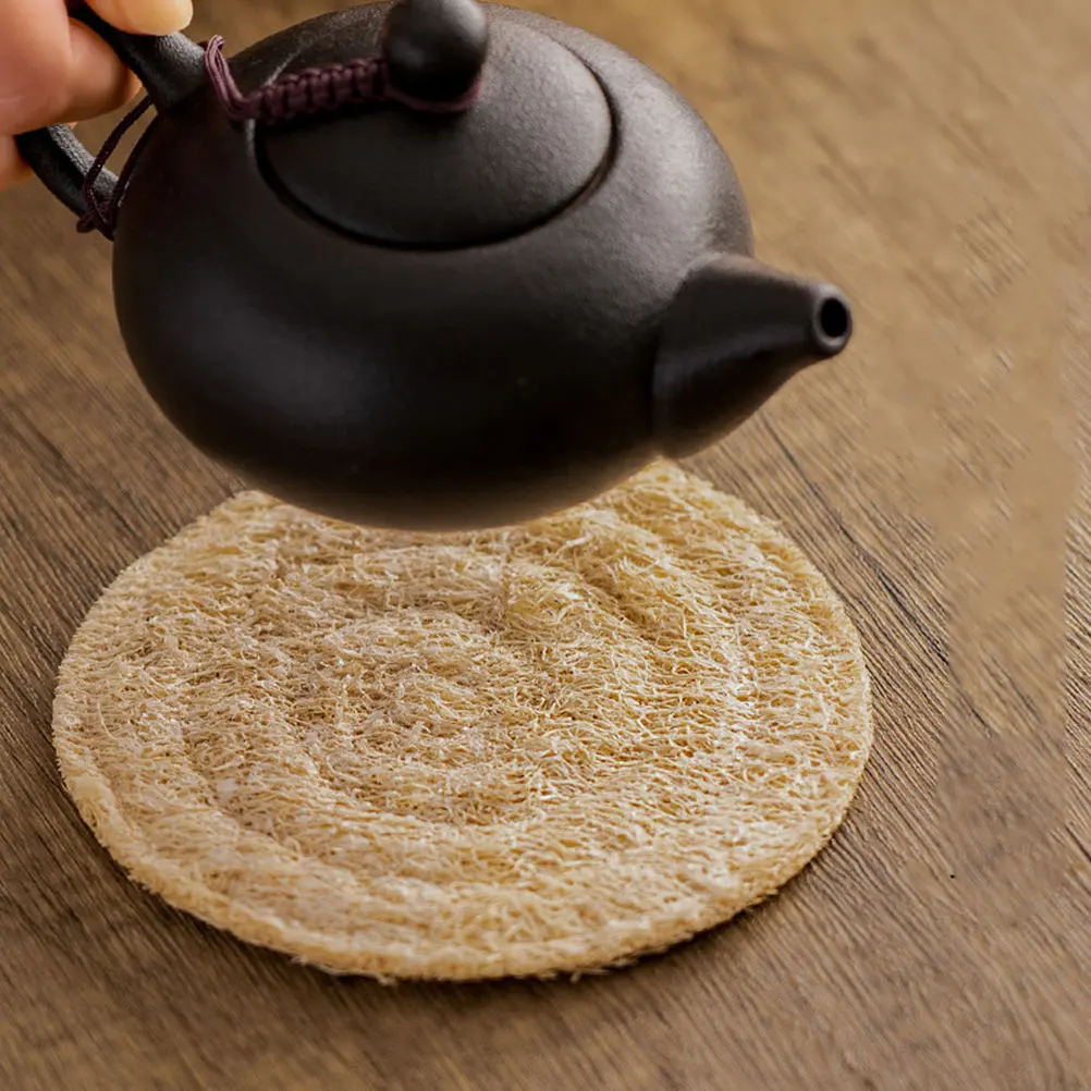 

2 Pcs Cup Coaster Round Loofah Material Heat Resistant Non Slip Coasters for Drinks Tea Coffee Pad Office Use Easy Clean