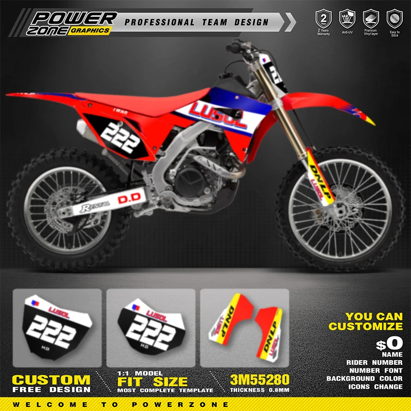 

PowerZone Full Graphics Background Decals Stickers Kit For HONDA 2021 2020 2019 2018 CRF250RX 2020 2019 2018 2017 CRF450RX 010
