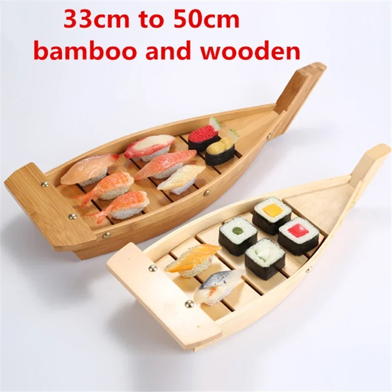 Japanese Cuisine Boats Sushi Tools Wood Handmade Simple Ship Sashimi Assorted Dishes Cold Tableware Bar Sushi Set