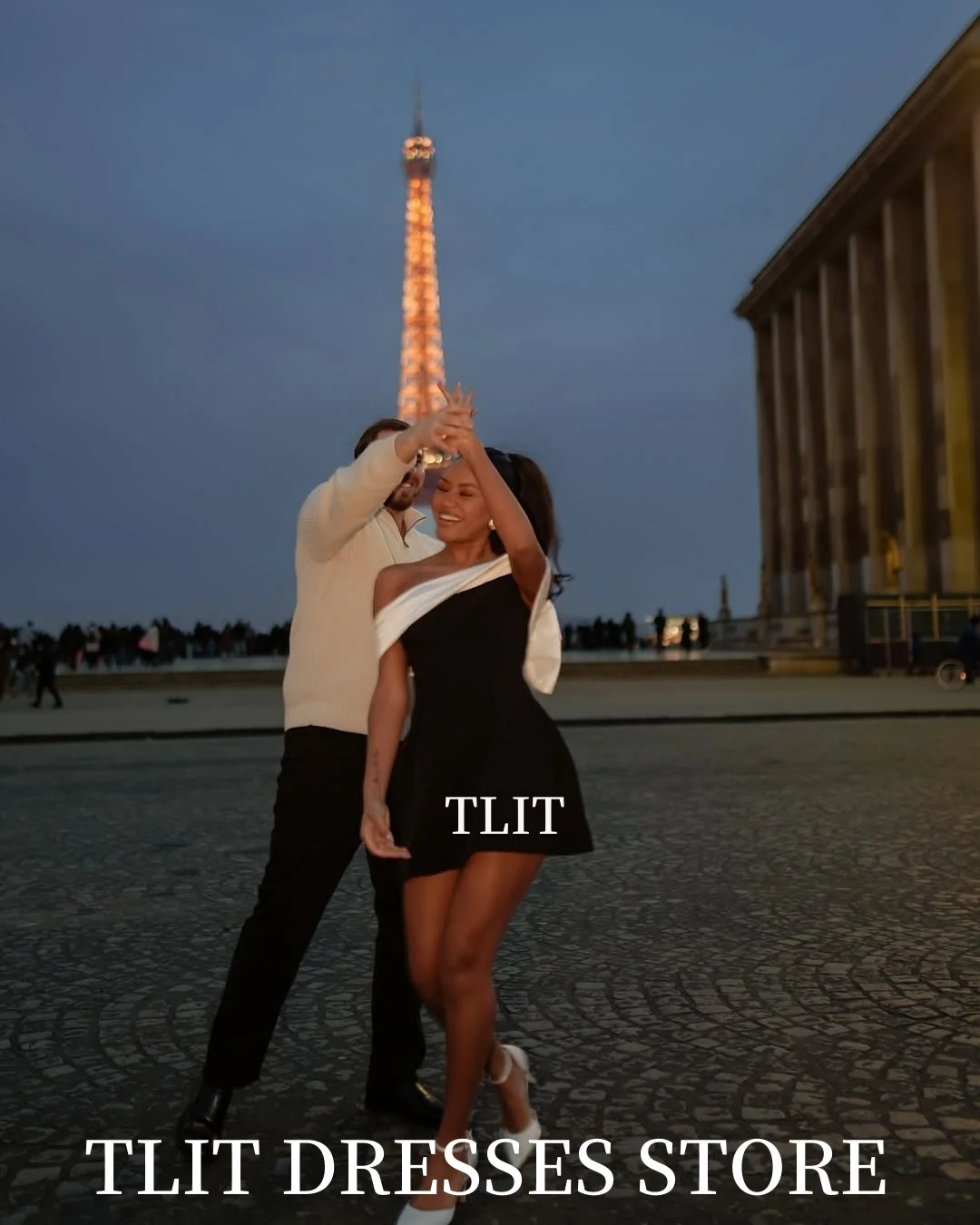 TLIT مثير أسود وأبيض التباين اللون الساتان ثوب مسائي فستان قصير طول حمالة القوس الكبير فستان حفلات مخصصة حفلة رسمية